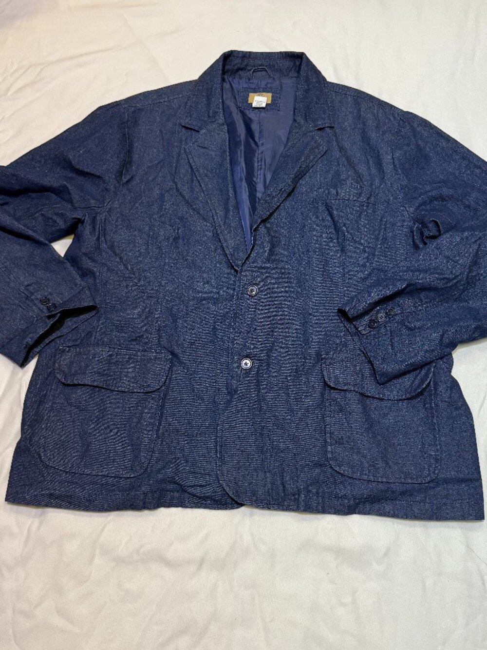 Haband Travelers Men's Blue Cotton Denim Blazer Sport Coat Jacket Size XXL